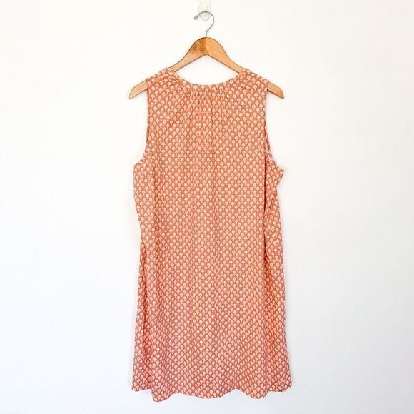 Boden Notch-Neck Jersey Sleeveless Dress in Daisy Pome Persimmon Fuzzy Peach - Picture 3 of 9